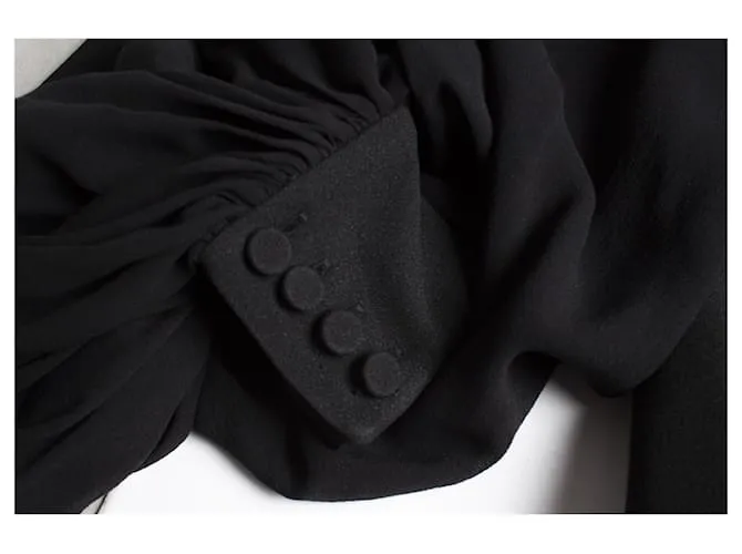 Saint Laurent SAN LORENZO, Vestido negro con mangas abullonadas 