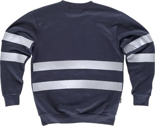 Sudadera cuello redondo con cintas reflectantes mangas Marino