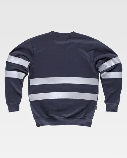 Sudadera cuello redondo con cintas reflectantes mangas Marino
