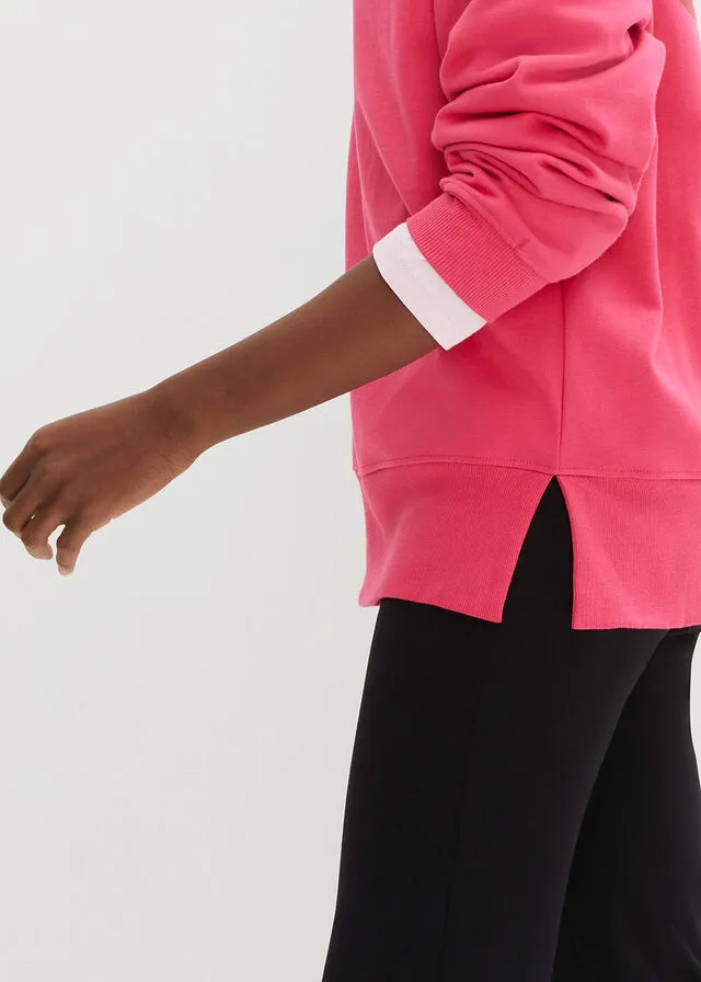 SUDADERA DE ALGODóN ORGáNICO CON CORTE CóMODO Y ABERTURAS LATERALES ROSA OSCUROROJO CAYENA ESTAMPADO