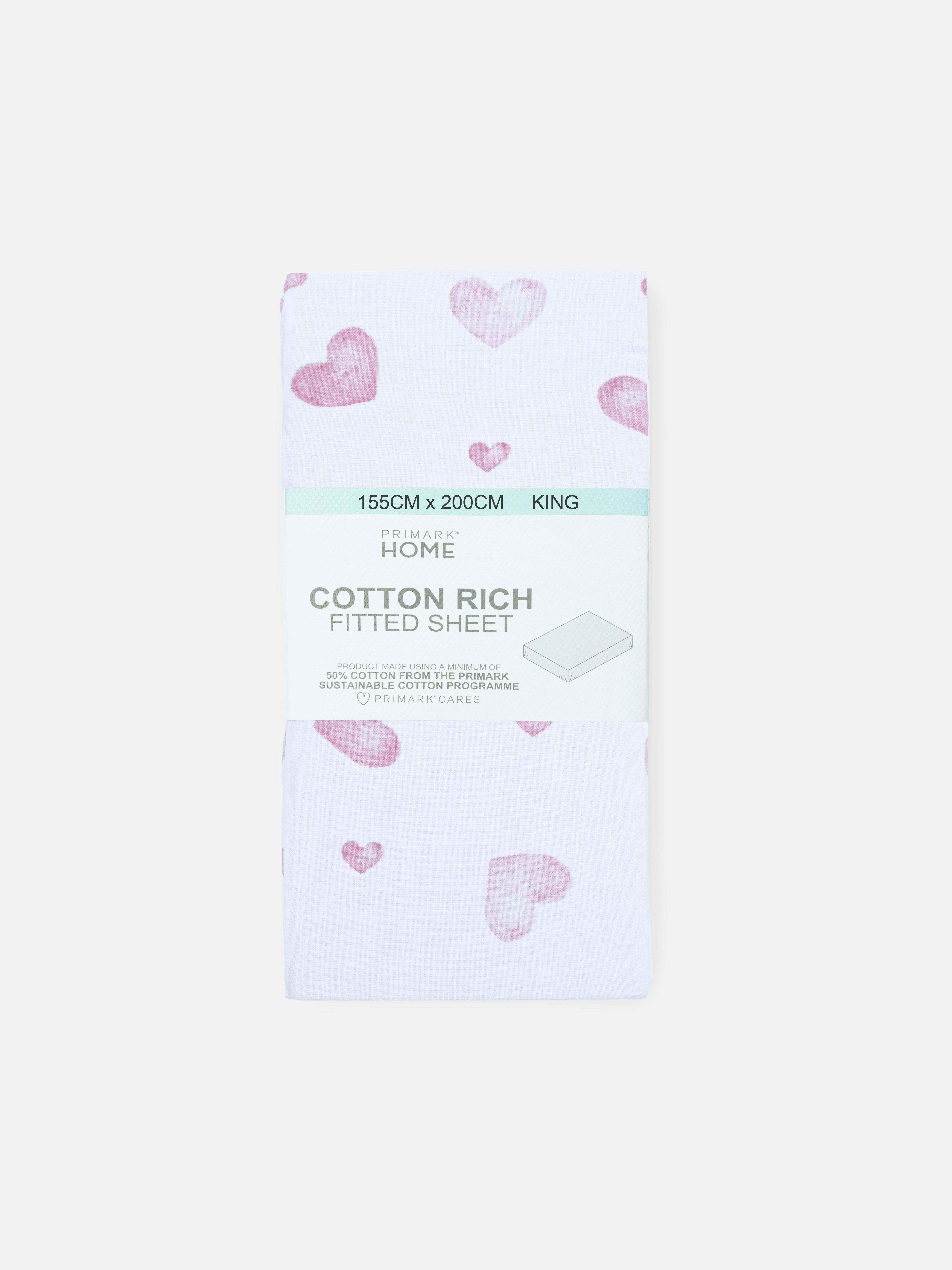 Sábana bajera para cama king con corazones