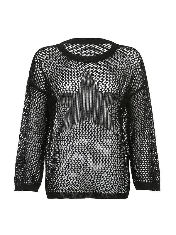 Top de punto de crochet con estrella hueca