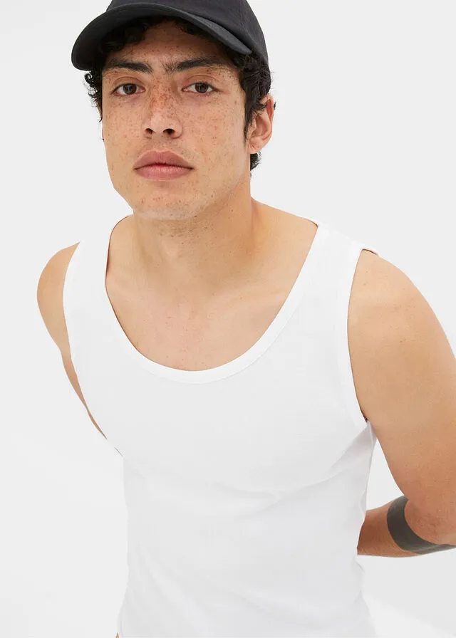 Top sin mangas Blanco+negro
