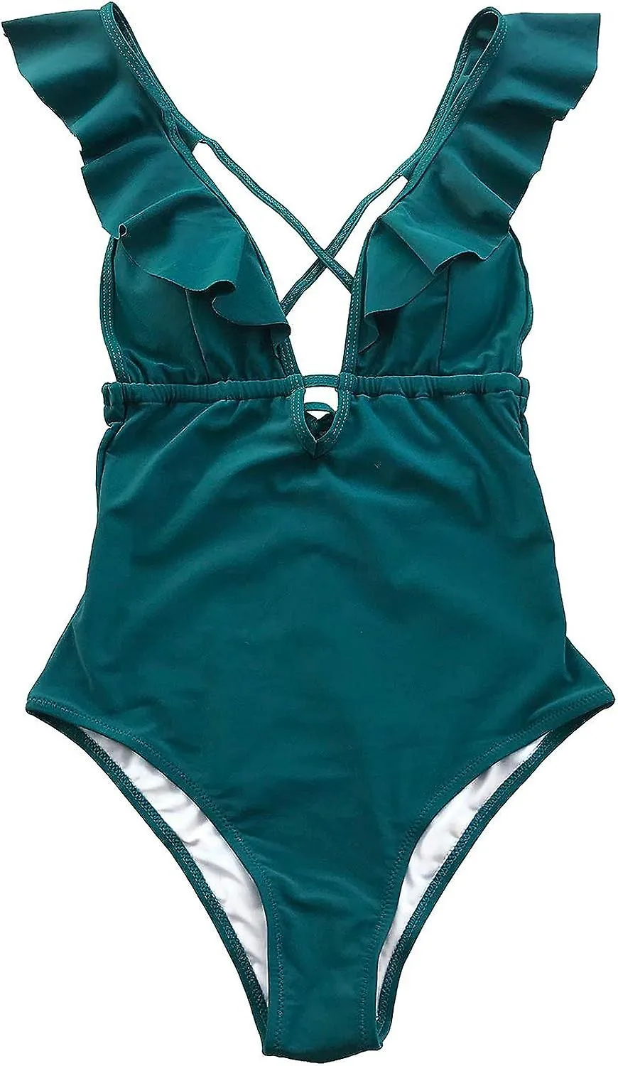 TRAJE DE BAñO DE UNA PIEZA PARA MUJER CON VOLANTES CON TIRANTES DE CUELLO EN V PROFUNDO TRAJES DE BAñO DE BAñO822