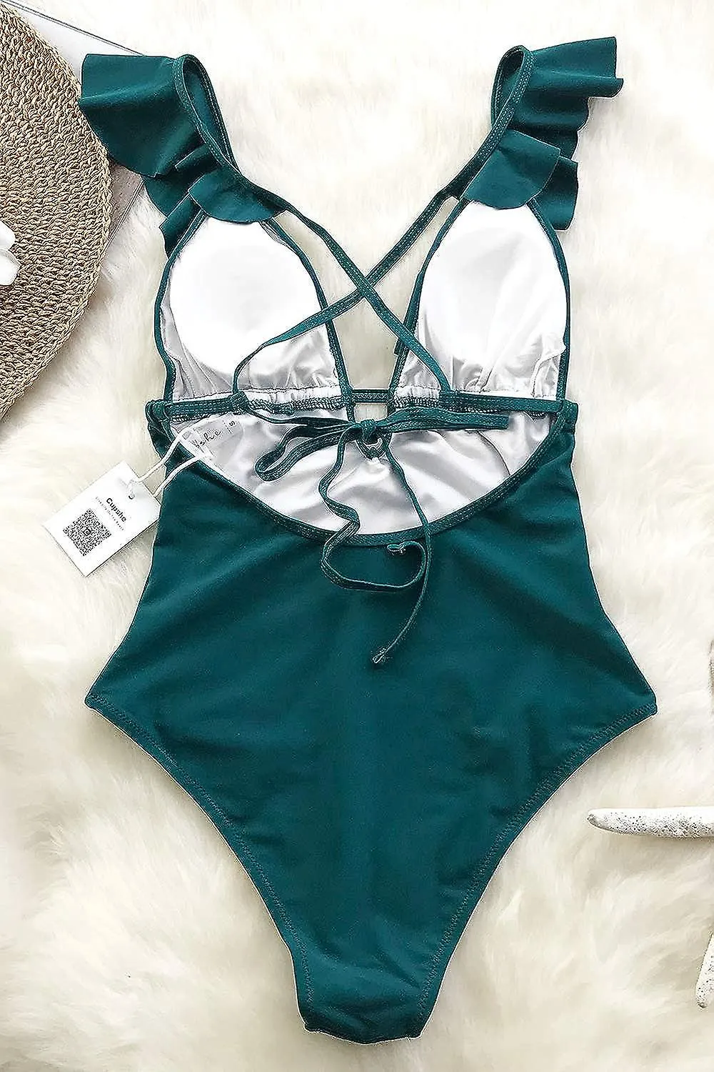 TRAJE DE BAñO DE UNA PIEZA PARA MUJER CON VOLANTES CON TIRANTES DE CUELLO EN V PROFUNDO TRAJES DE BAñO DE BAñO822