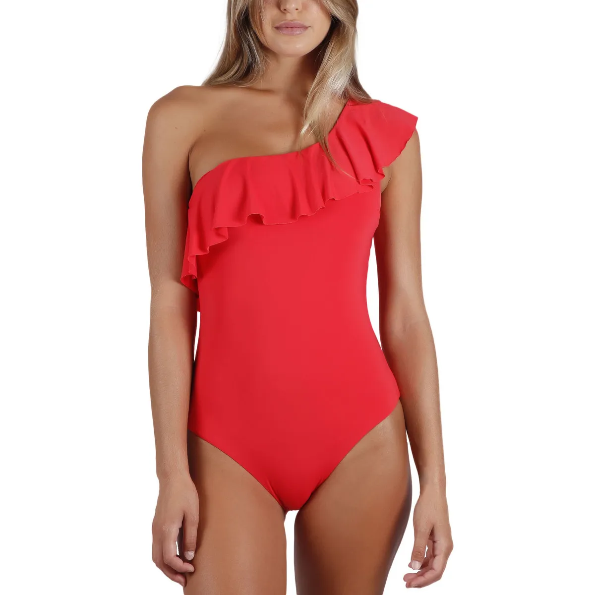 Traje de baño lateral una pieza con volantes