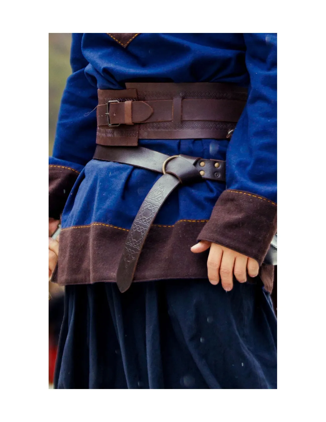 Túnica vikinga de lana modelo Roland, azul oscuro