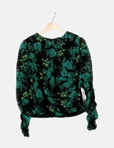 Vero Moda Blusa negra estampada