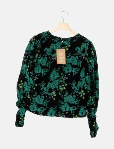 Vero Moda Blusa negra estampada