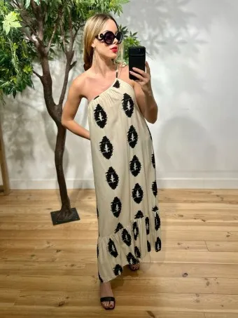 Vestido Asimétrico RIZWANA Crudo
