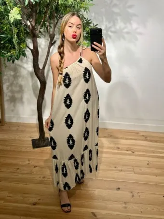 Vestido Asimétrico RIZWANA Crudo