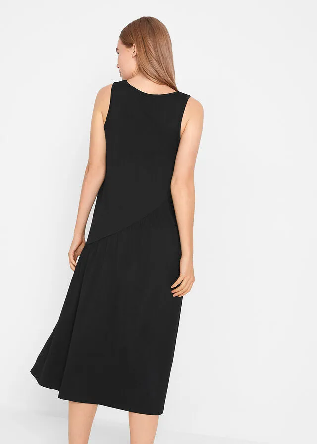 Vestido camisero con volantes asimétricos Negro