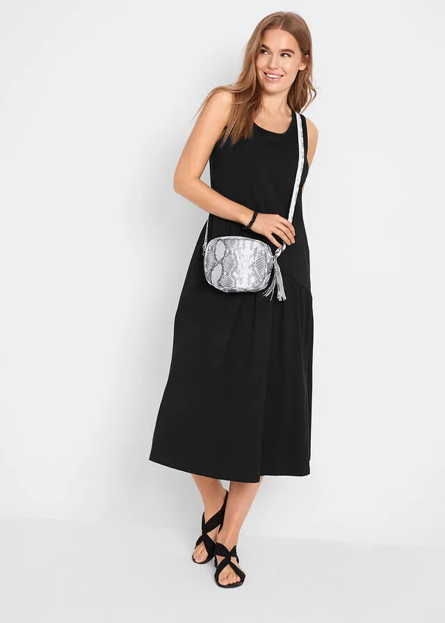 Vestido camisero con volantes asimétricos Negro