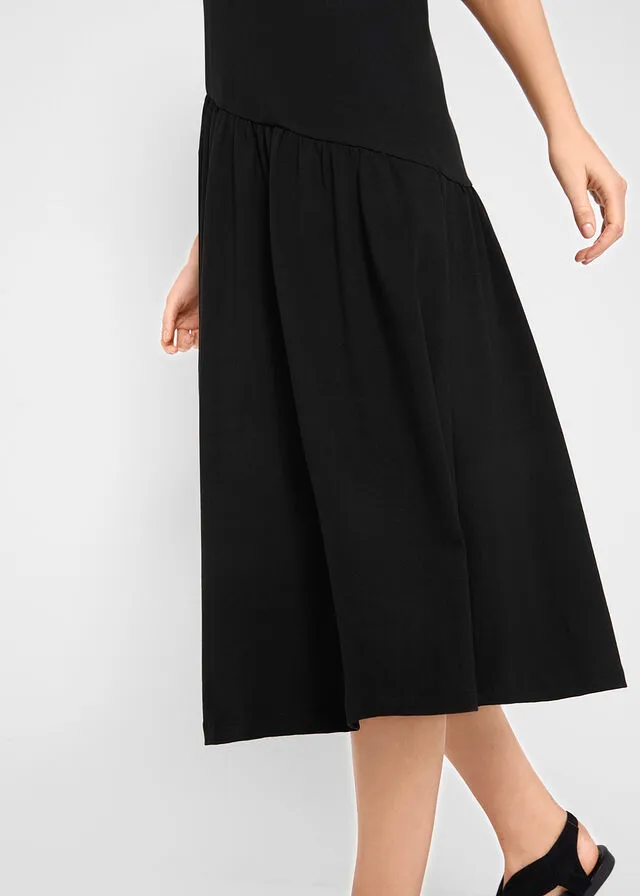 Vestido camisero con volantes asimétricos Negro