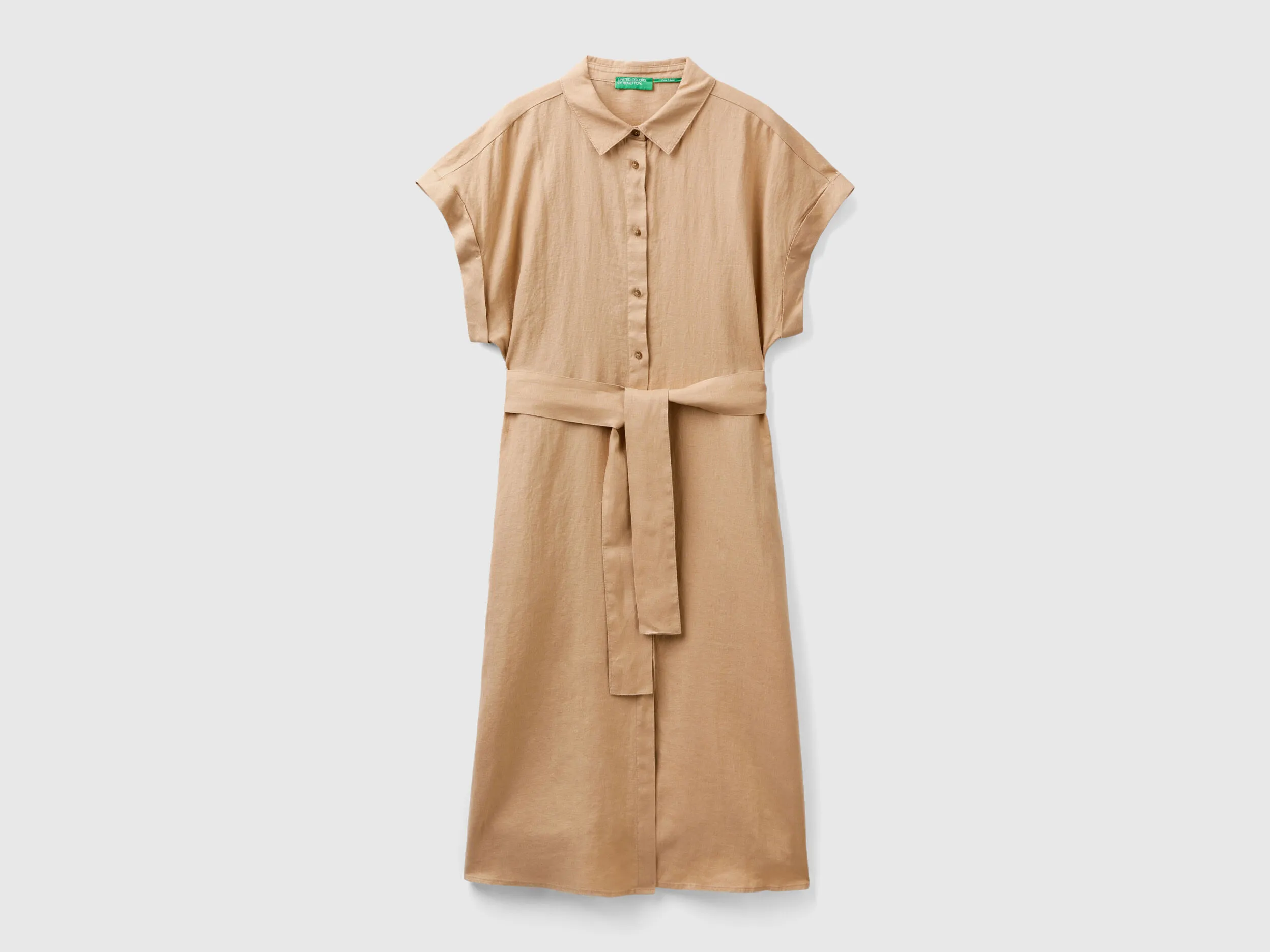 Vestido camisero midi de 100 % lino