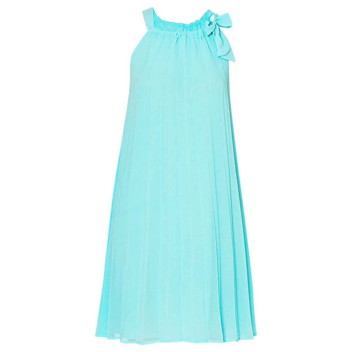 Vestido corto plisado verde agua
