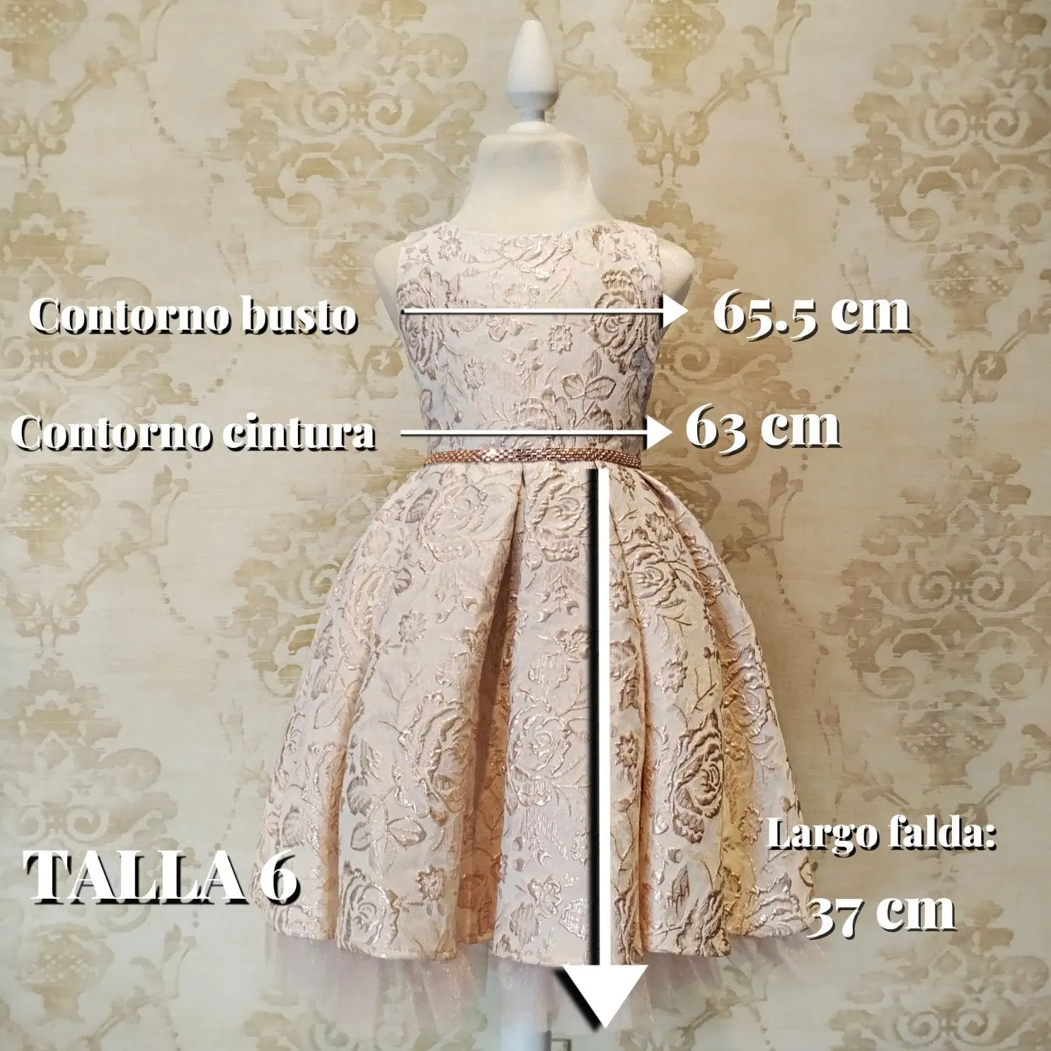 Vestido de Niña Fiesta Rosa con Blanco Cinturón Pedrería Elegante Talla 2 a 12 años