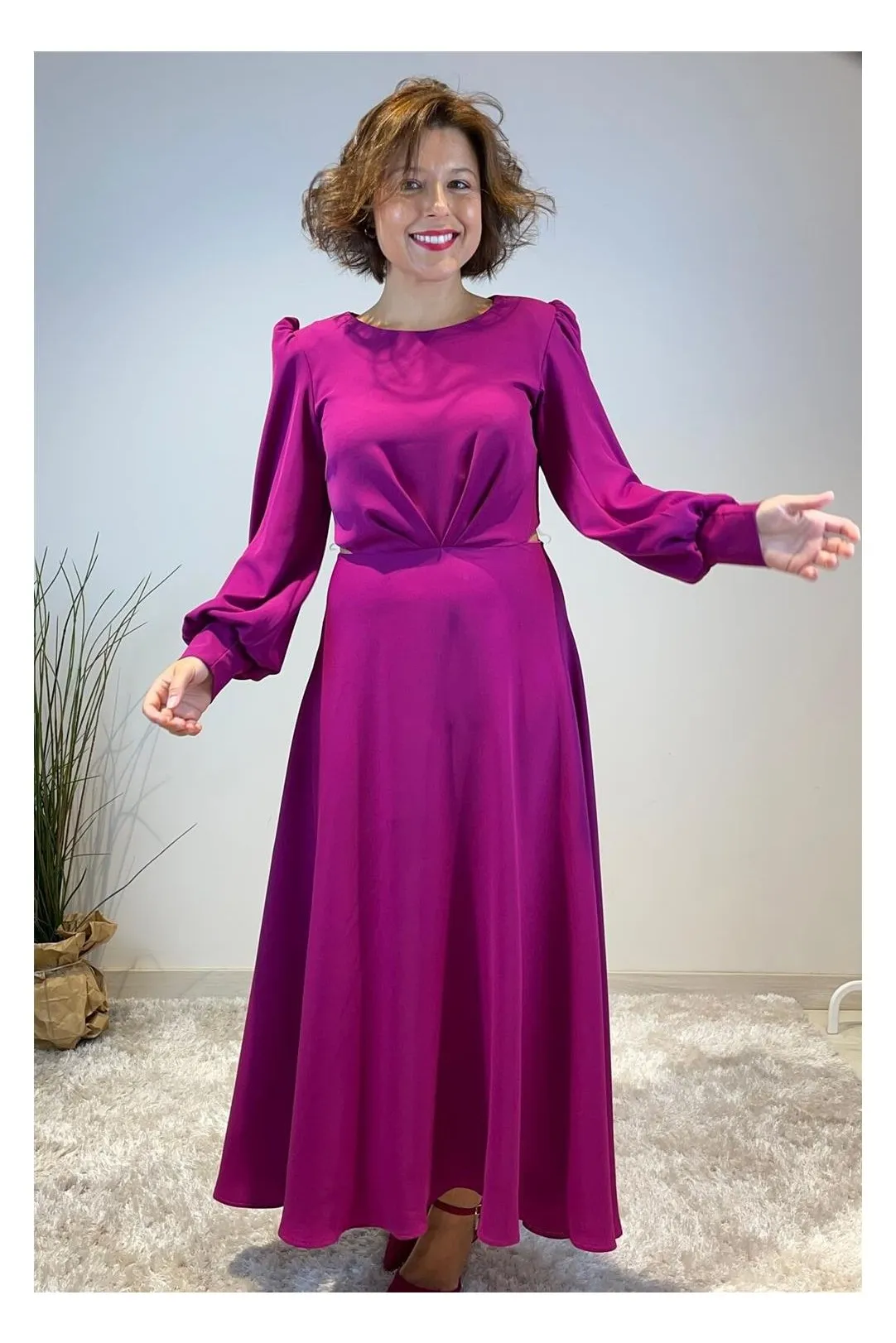 Vestido fiesta con aberturas buganvilla