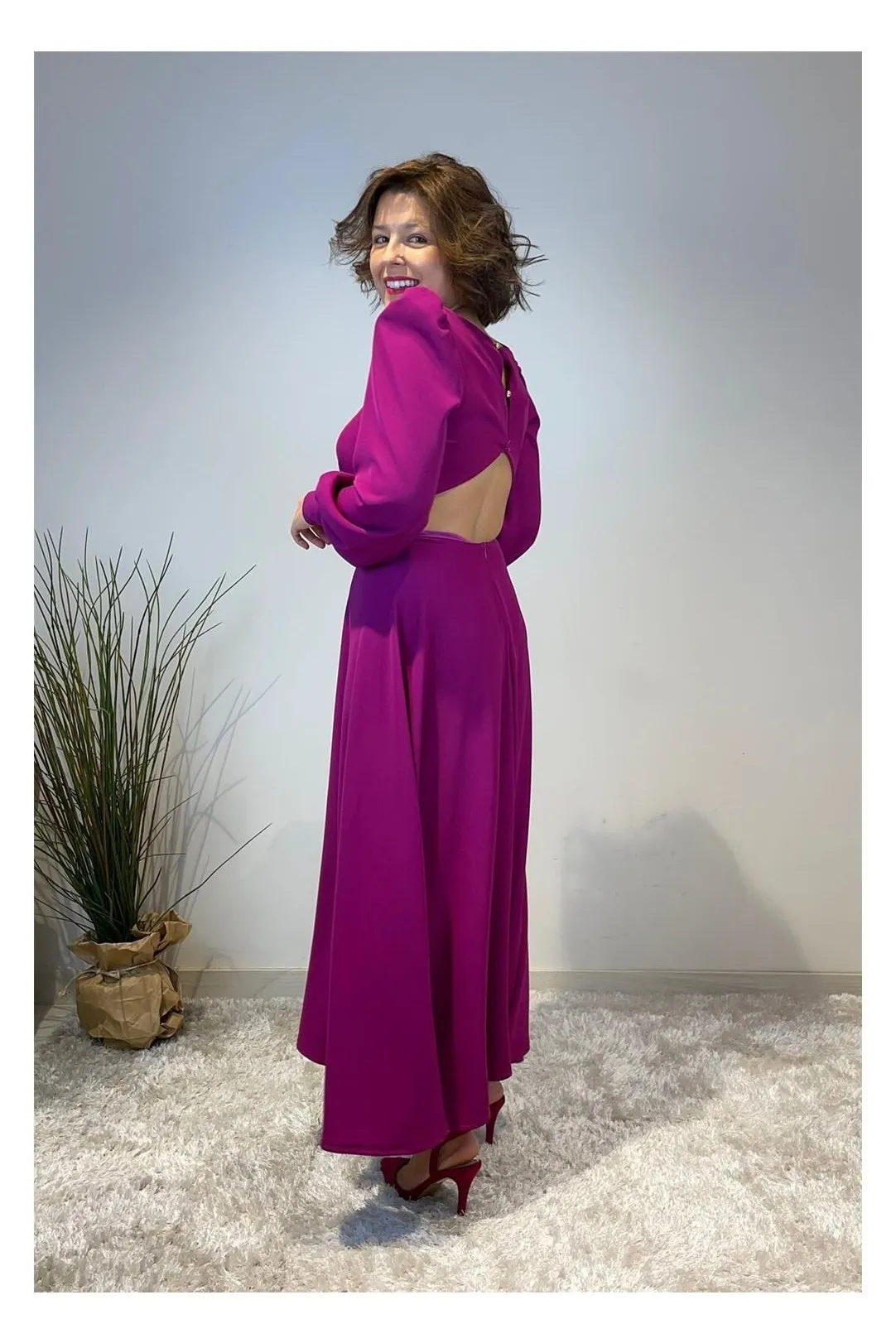 Vestido fiesta con aberturas buganvilla