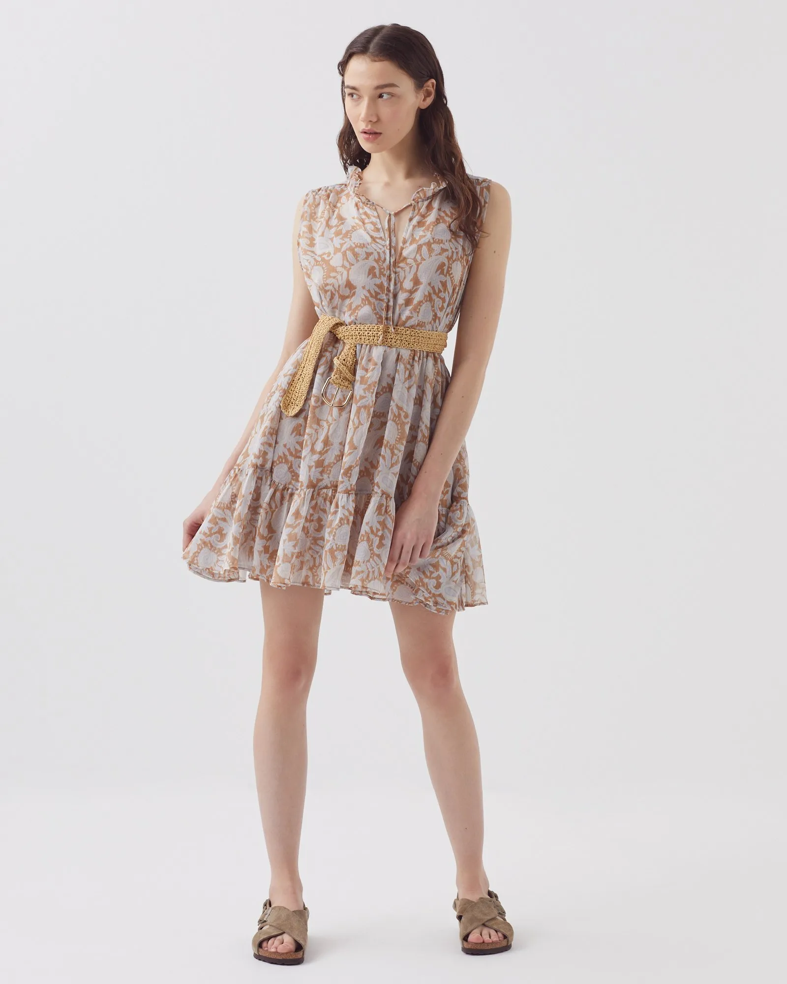 Vestido fluido sin mangas cashmire brown