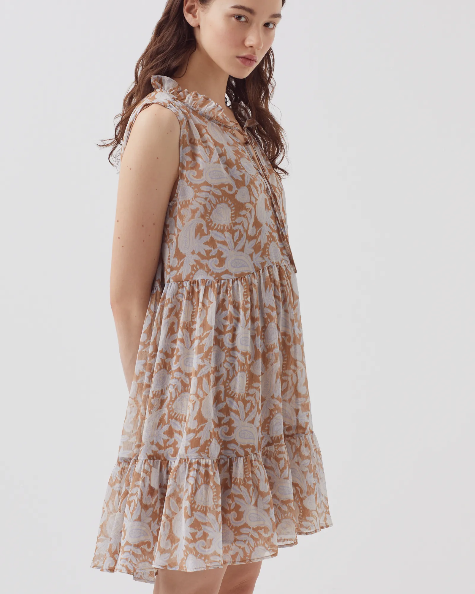 Vestido fluido sin mangas cashmire brown