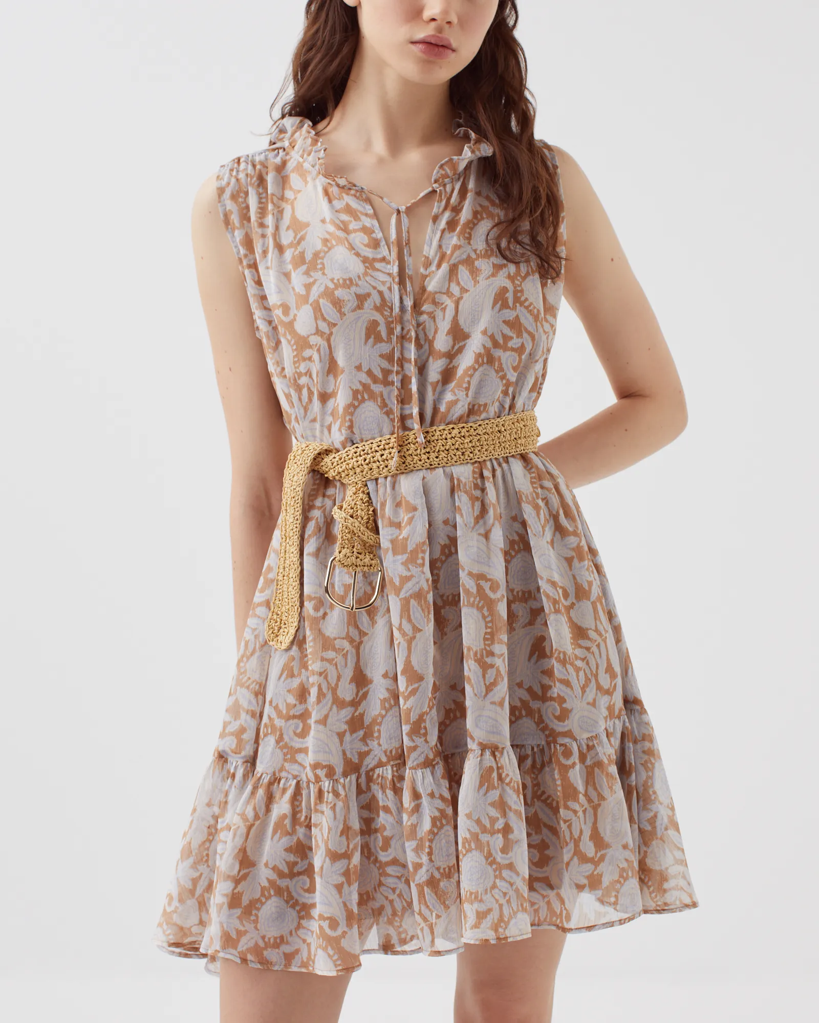 Vestido fluido sin mangas cashmire brown