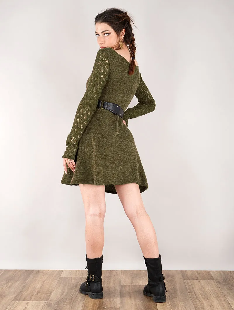 Vestido jersey con mangas de ganchillo 