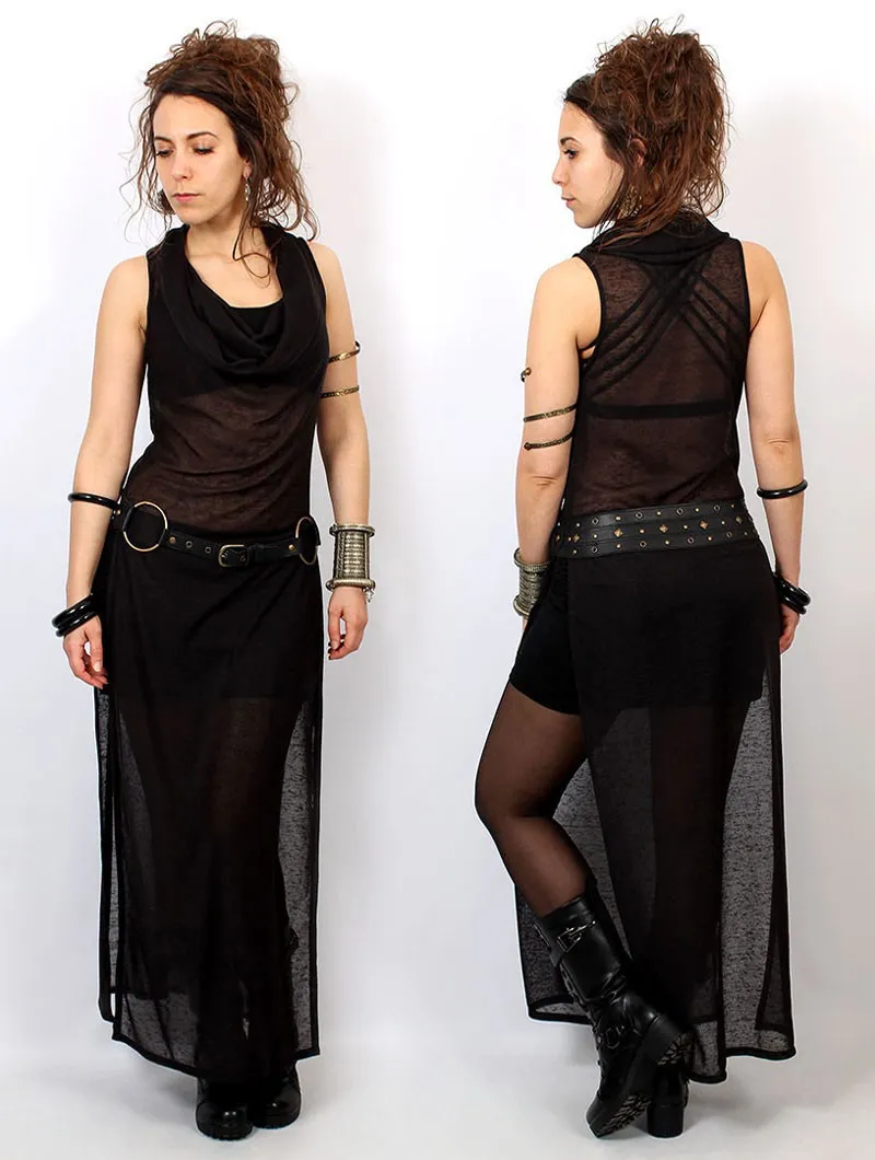 Vestido largo con aberturas 