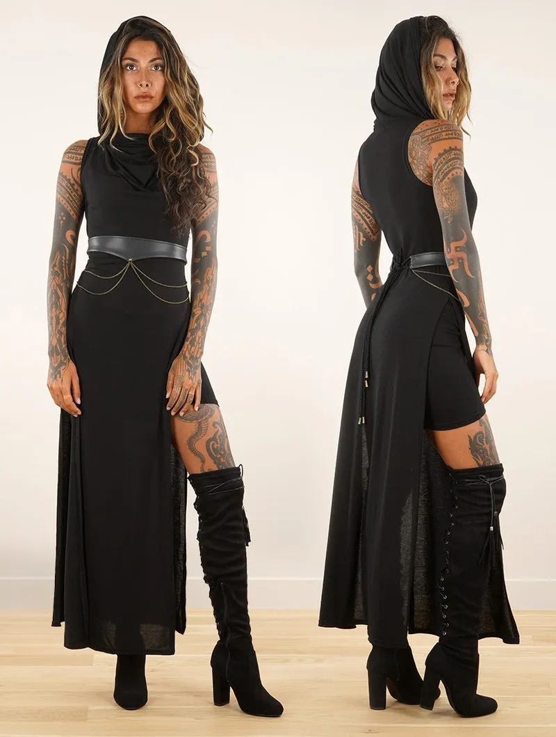 Vestido largo con aberturas 