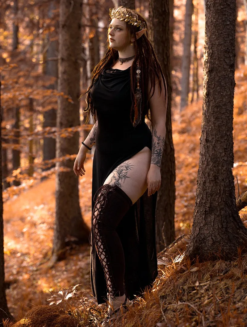 Vestido largo con aberturas 
