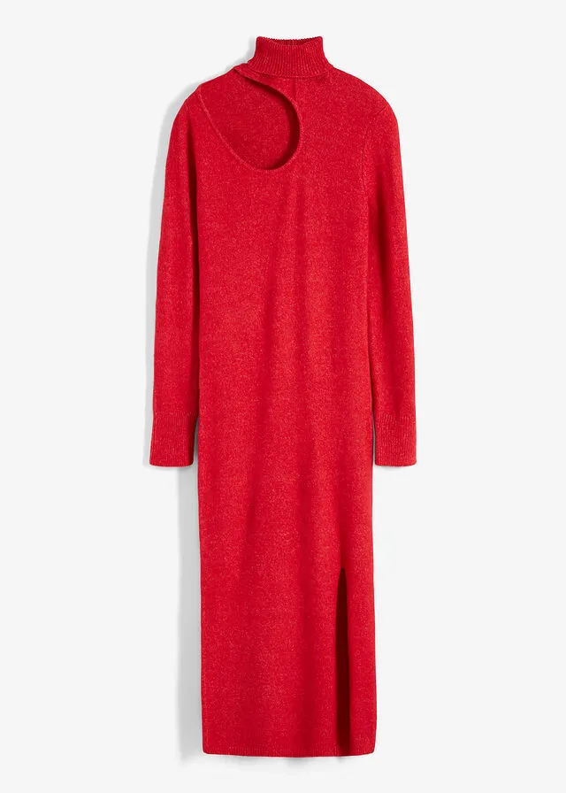 Vestido largo de punto con aberturas Magenta