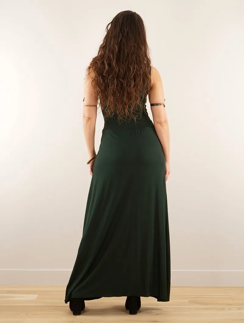 Vestido largo sin mangas con abertura 