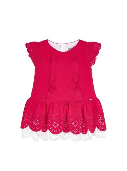 vestido mayoral openwork fucsia para niña