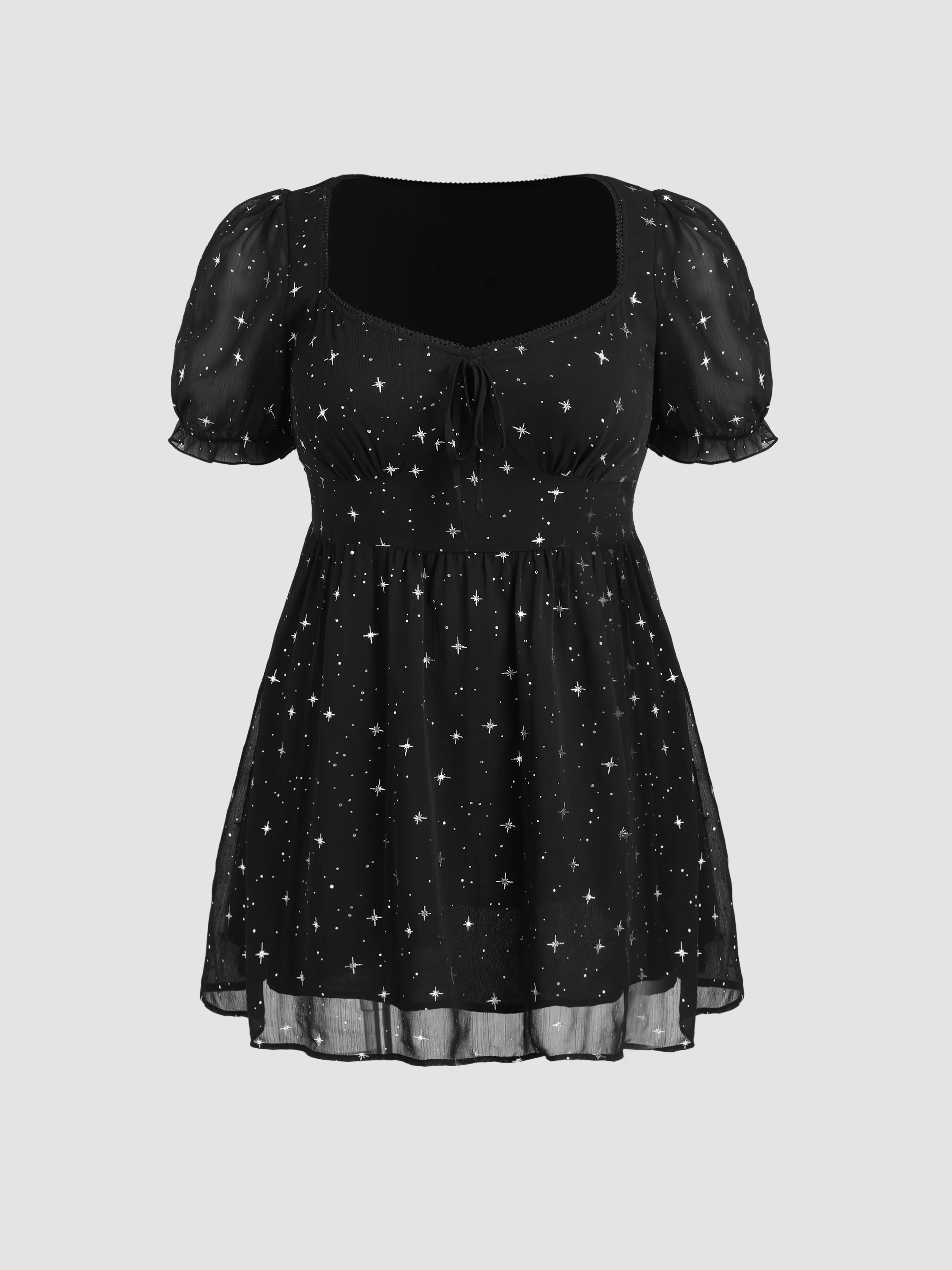 Vestido Midi con Volantes y Estampado de Copos de Nieve Curvy