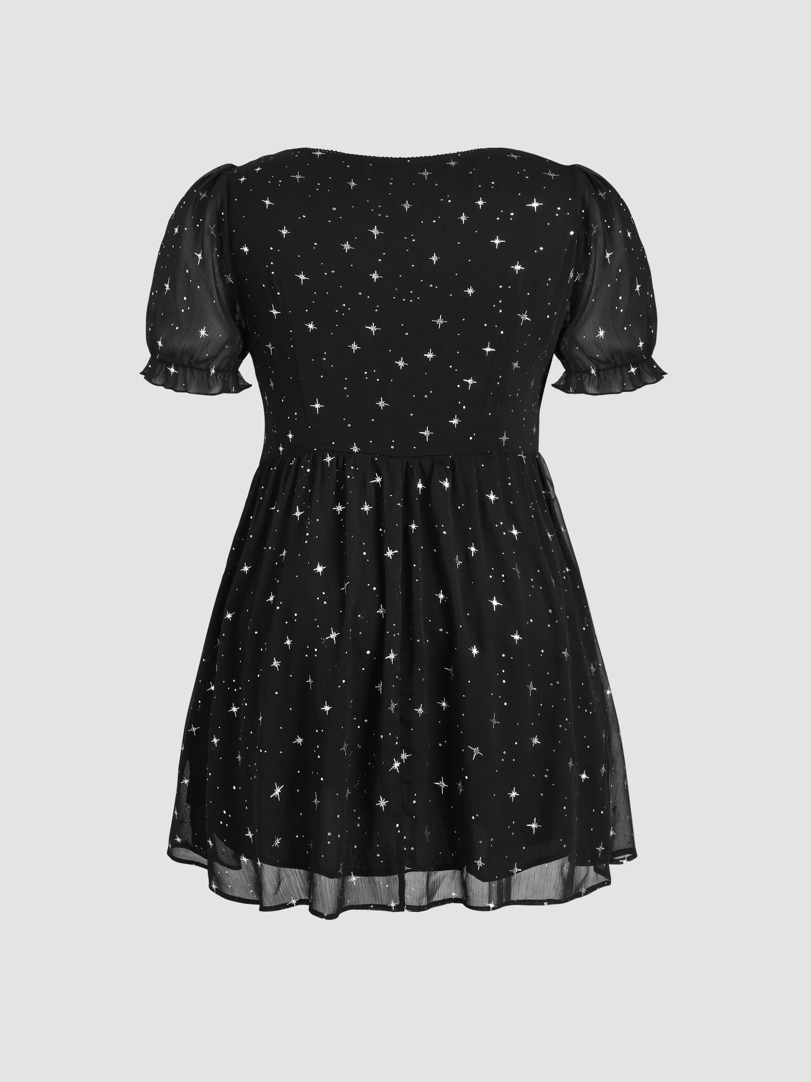 Vestido Midi con Volantes y Estampado de Copos de Nieve Curvy