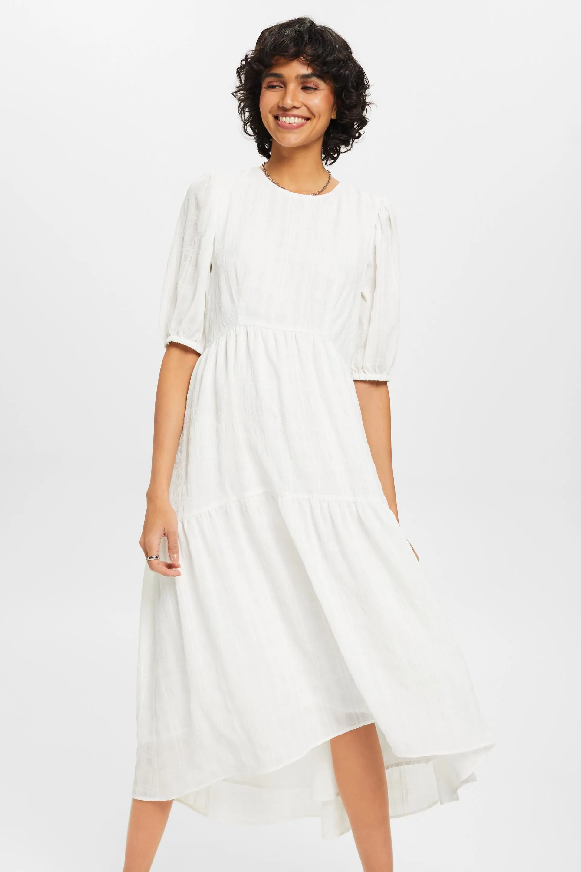 Vestido midi ligero con mangas globo