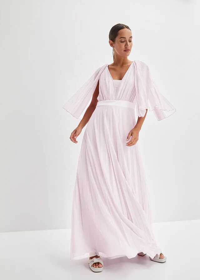 Vestido plisado rosa cristal