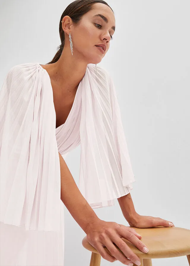 Vestido plisado rosa cristal