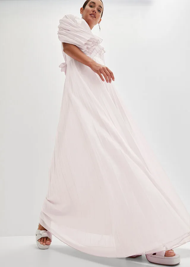 Vestido plisado rosa cristal