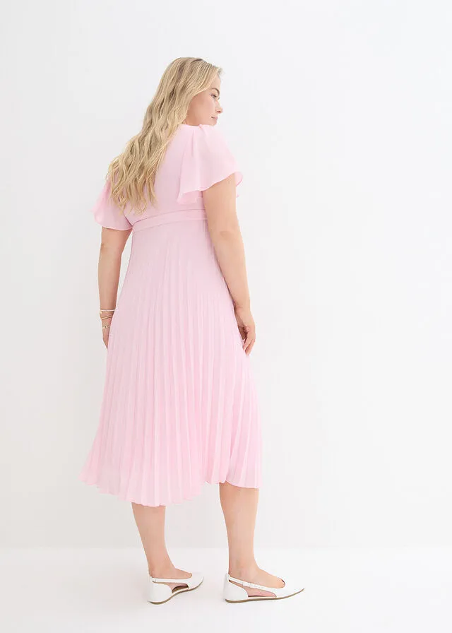 Vestido premamá con plisado rosa cristal