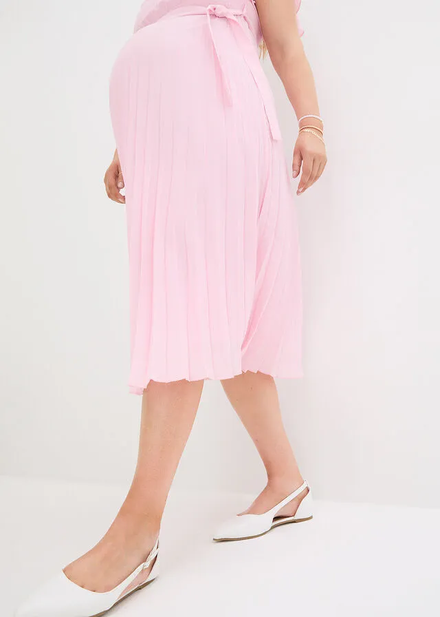 Vestido premamá con plisado rosa cristal