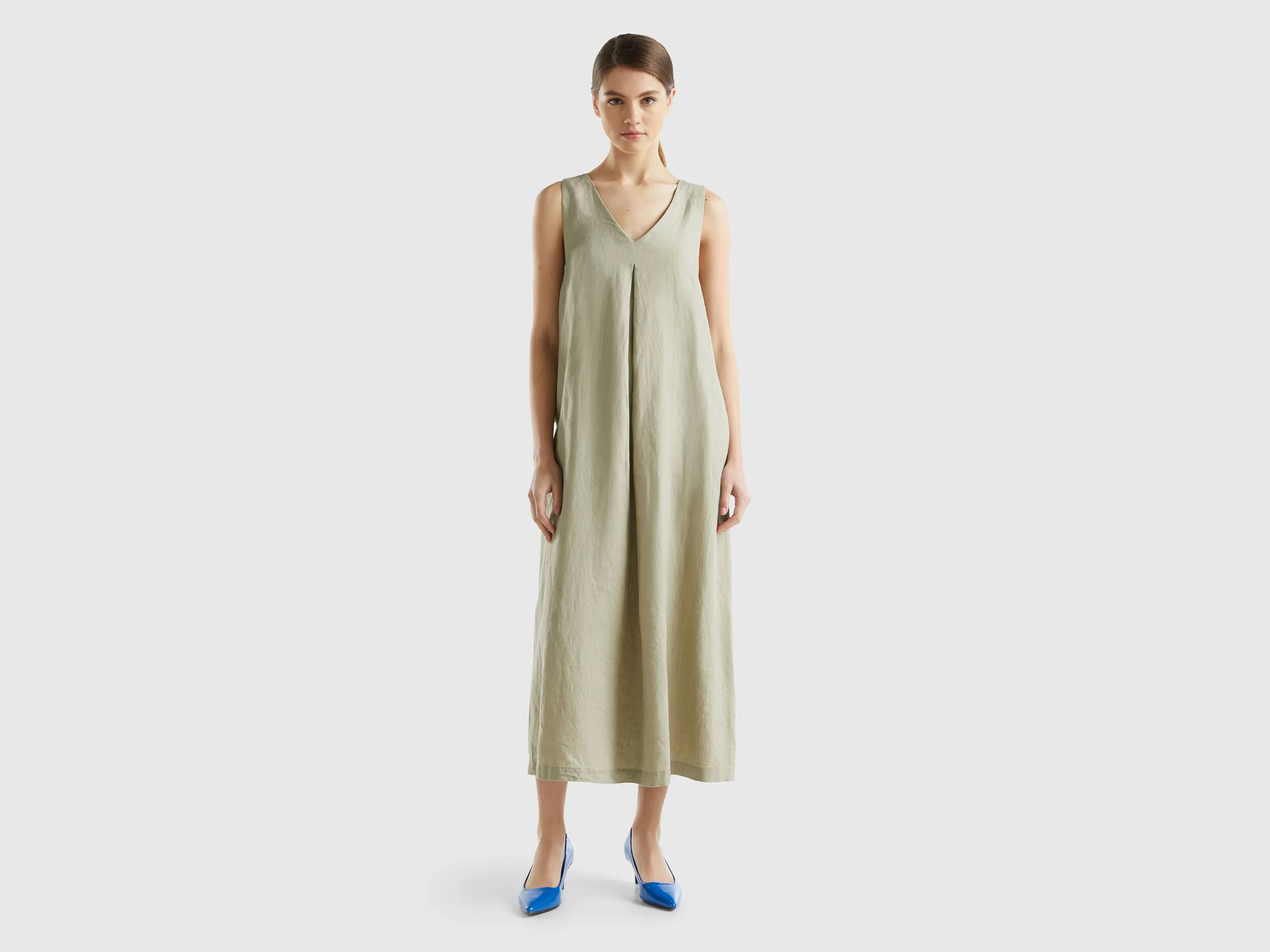 Vestido sin mangas de lino puro