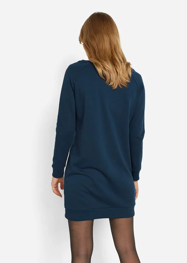 Vestido tipo sudadera con mangas raglán Azul marino
