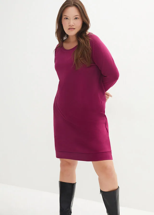 Vestido tipo sudadera con mangas raglán Negro
