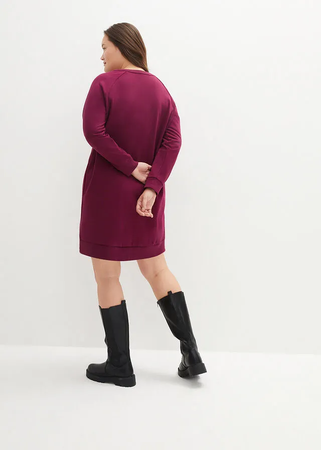 Vestido tipo sudadera con mangas raglán Negro
