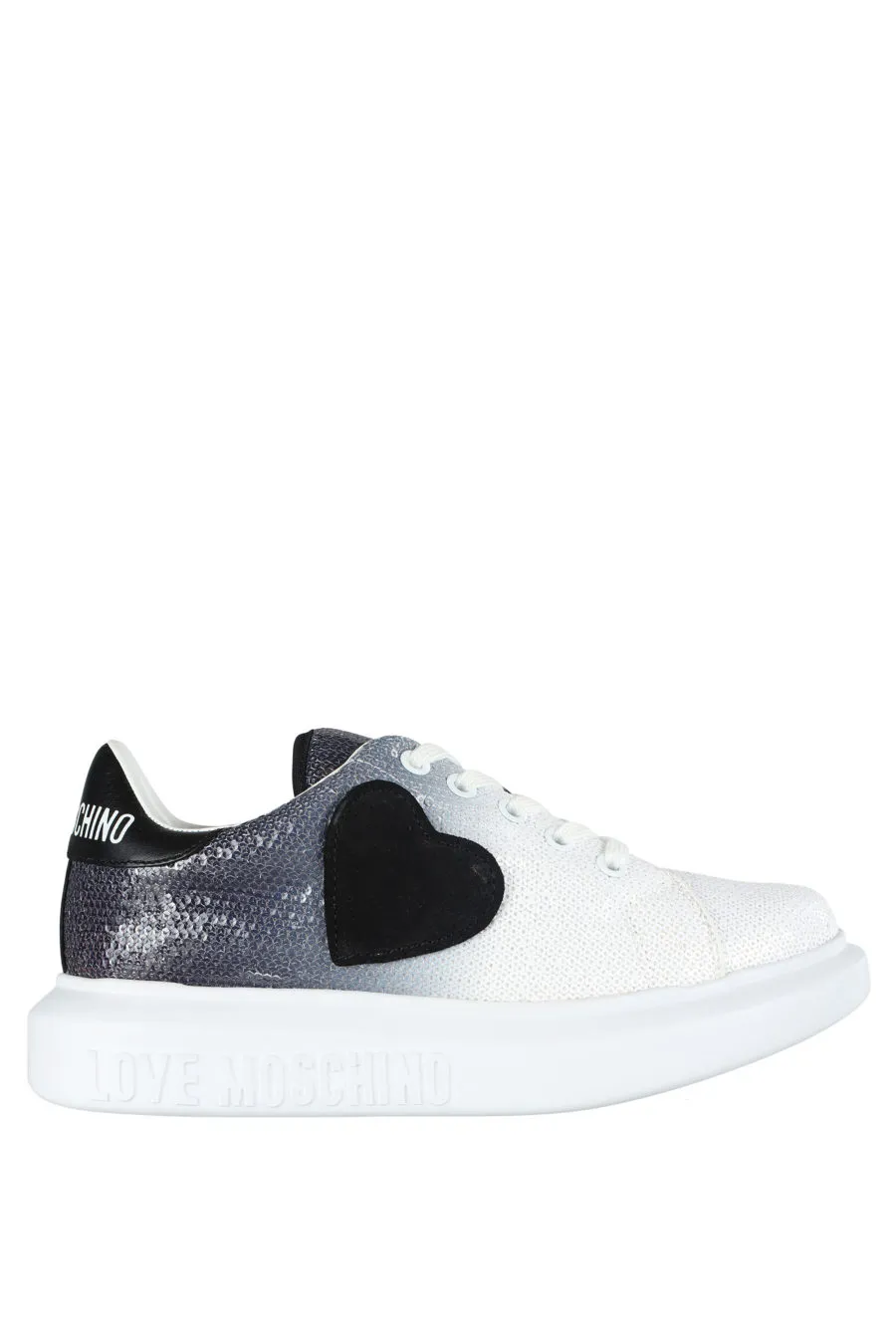 Zapatillas blancas con degrade negro y lentejuelas