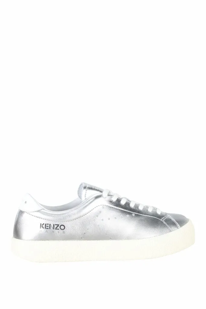 Zapatillas plateadas con minilogo negro