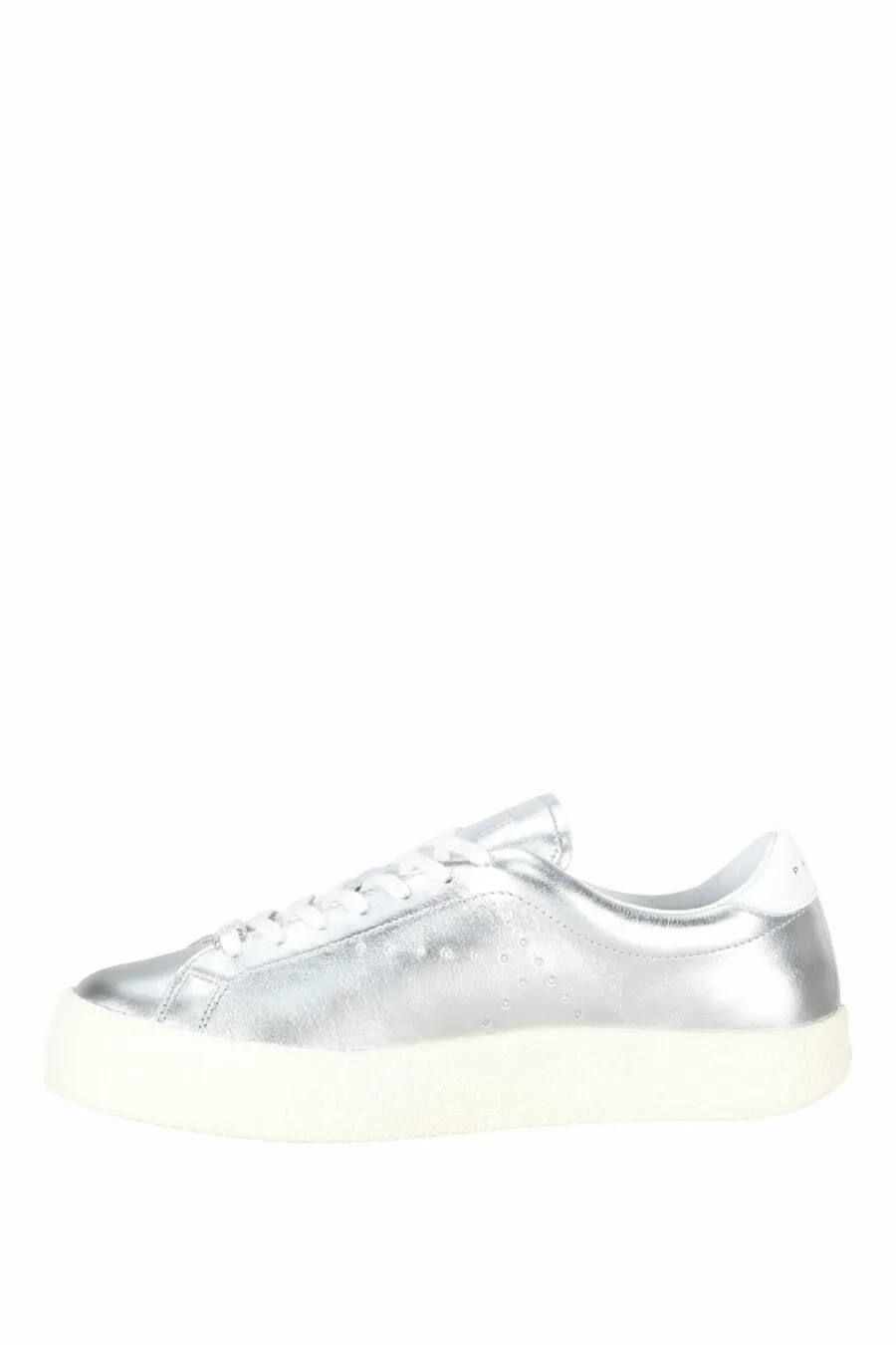 Zapatillas plateadas con minilogo negro