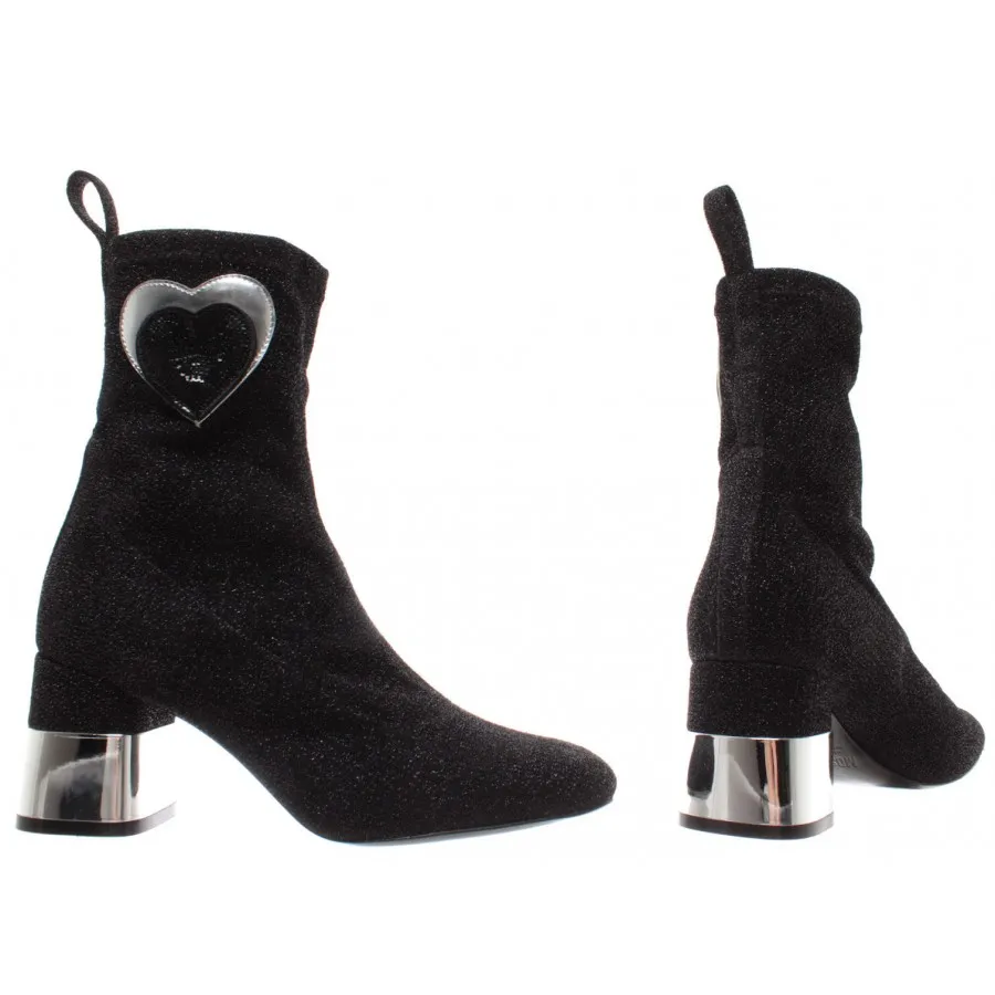 Zapatos Mujer Botines LOVE MOSCHINO Talon 70 Lurex Stretch Negro