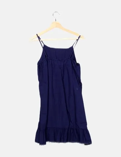 Zara Vestido azul volantes